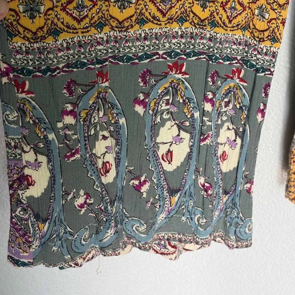 Umgee Boho Mixed Patchwork Crinkle Gauze Paisley Wide Leg Palazzo Pant Small - Picture 4 of 11